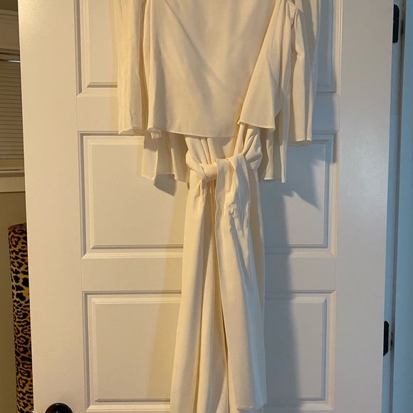 Tibi heavy silk ivory silk off shoulder midi dress - Picture 3 of 6